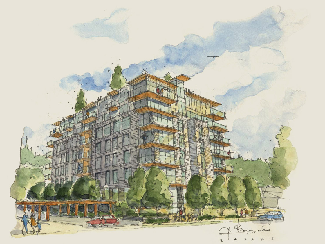 Weston Place Exterior Watercolour Rendering